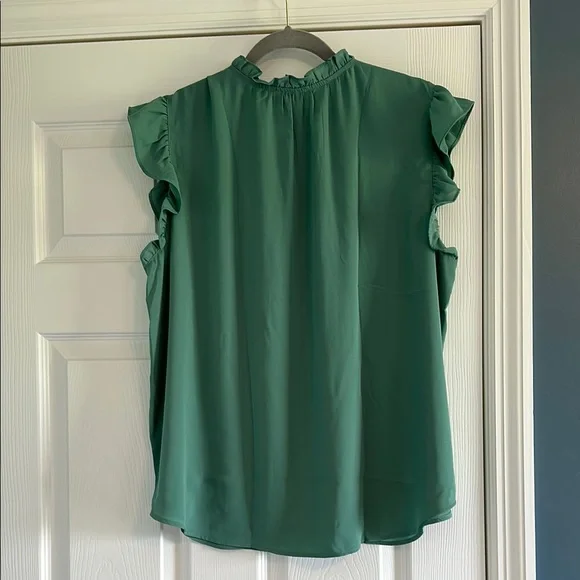 NWT LOFT Teal Sleeveless Ruffled Blouse - Picture 2 of 2